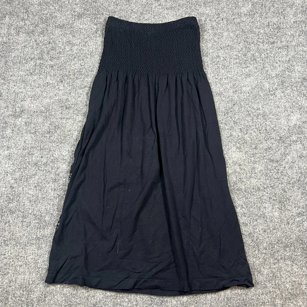 JJ Authentic Strapless Tube Dress Womens Medium Black Floral Boho Smocked Waist‎